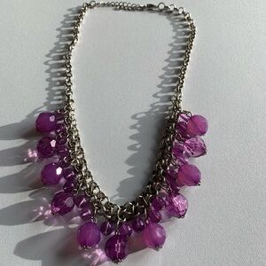 Purple Rain dangle necklace. With purple drop jewels.